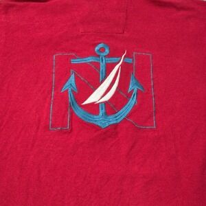 Vintage Nautica Polo Shirt Red Large L‎ 90s Sailing Gear Embroidered Anchor Logo